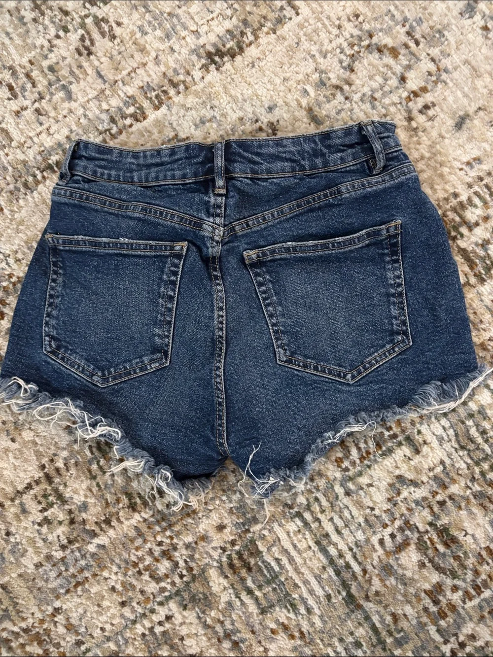 Zara Dark Blue Distressed Denim Cutoff Shorts